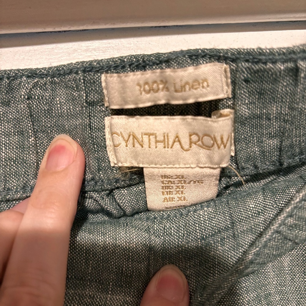 Cynthia Rowley Linen Pants in Washed Sage - Picture 2 of 4